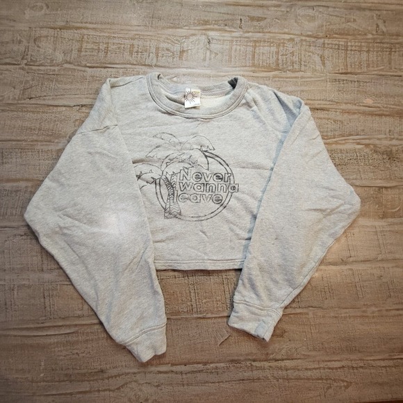 Offline by Aerie Sweatshirt Women’s XS Grey Cropped Never Want To Leave Palms - Picture 2 of 10